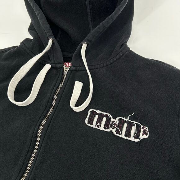 Vintage y2k Men's Black Red M&Ms Logo Full Zip Hoodie Sweatshirt Size Large - Picture 3 of 6
